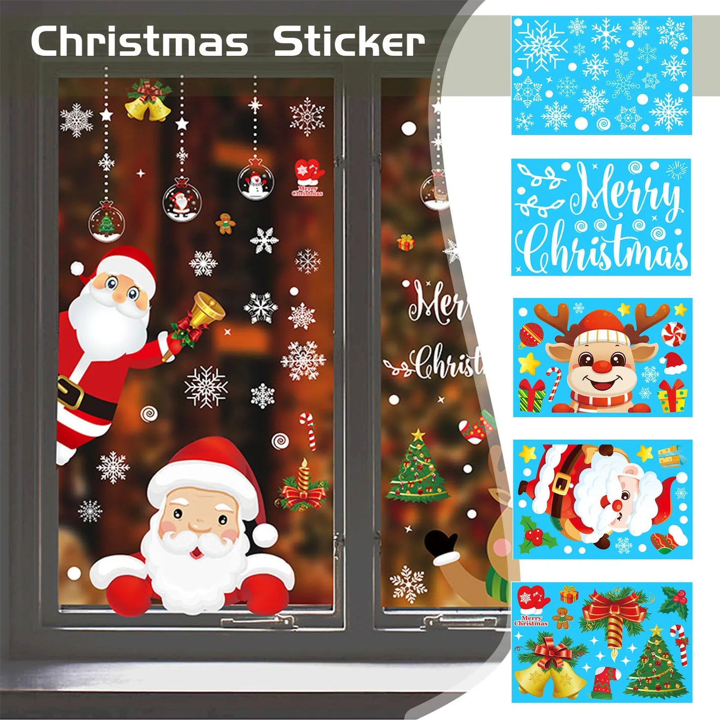 Christmas Electrostatic Window Stickers – Santa & Reindeer