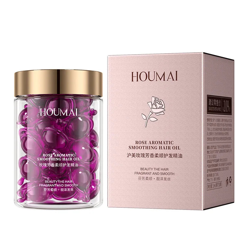 Rose Hair Essential Oil Capsules – 30pcs Hair Vitamin Serum for Frizzy, Dry & Damaged Hair Peaceful Pleasures Health and Wellness 30pcs