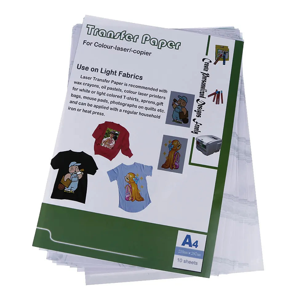 10-Pack Heat Transfer Paper for Light Fabrics – No Cutting