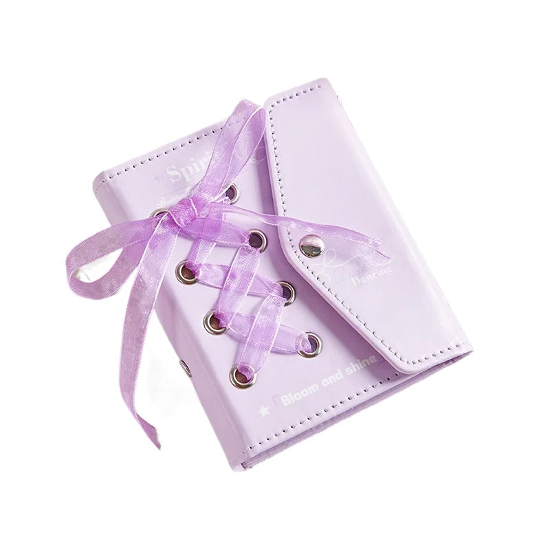 1pc Beautiful English Strap Style Card Album High Beauty Star Small Card Storage Polaroid Album Peaceful Pleasures Health and Wellness