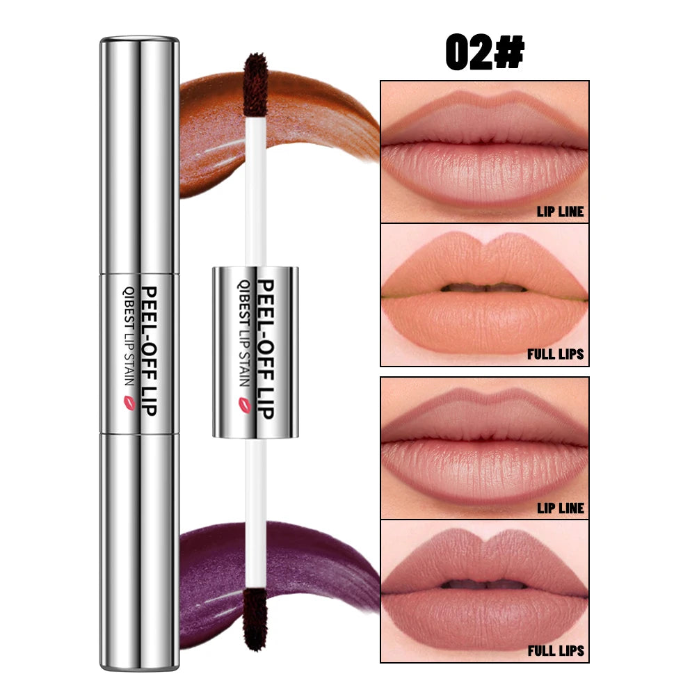 QIBEST Double Head Peel Off Lip Stain Long Lasting Waterproof Pink Lip Tint Transfer Proof Non-stick Cup Natural Lipgloss Makeup Peaceful Pleasures Health and Wellness 02