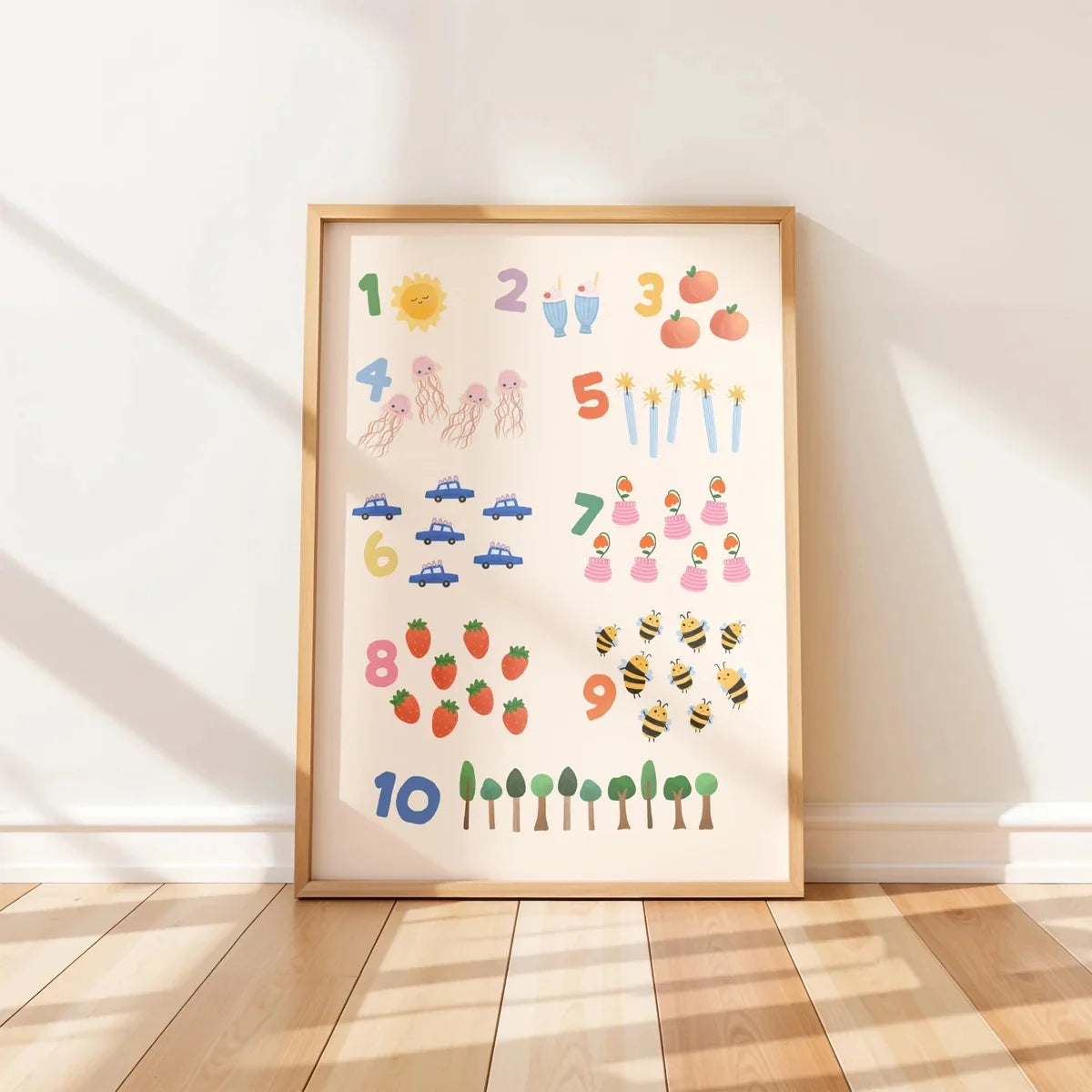Cartoon Learn Numbers Canvas Wall Art Print – Kids Room Decor