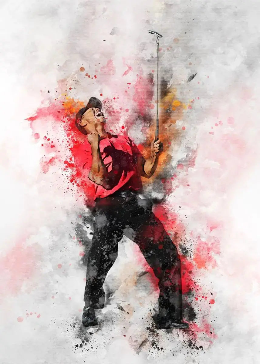 Tiger Woods Golf Portrait Canvas Wall Art | Fan Gift Poster