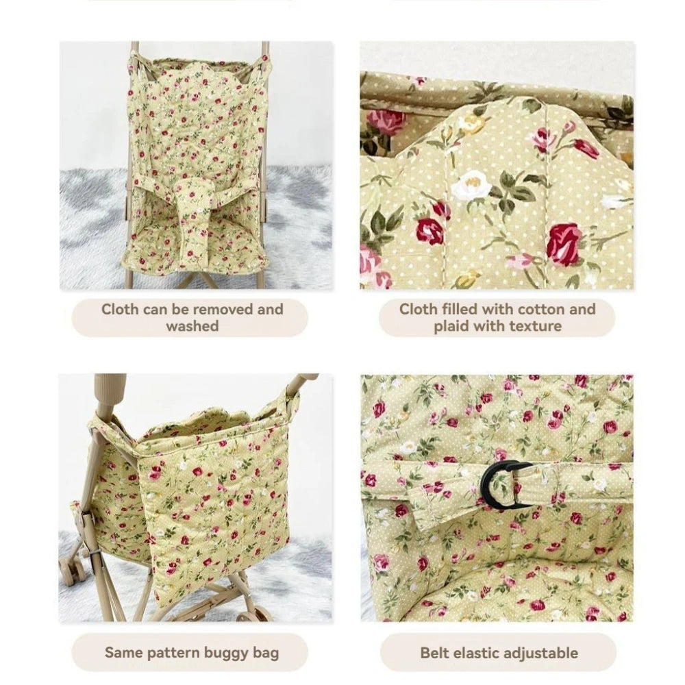 Floral Folding Doll Pram Stroller with Bag | Birthday Gift