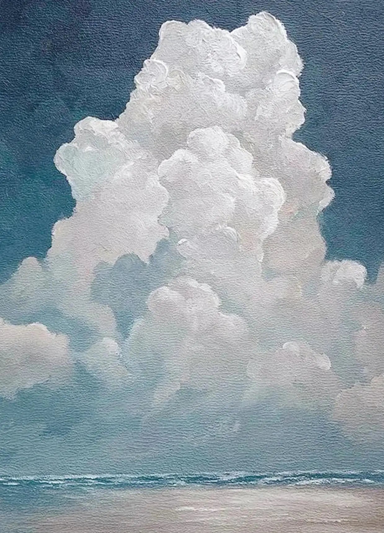 Abstract Blue Sky White Clouds Canvas Wall Art | Minimalist Print