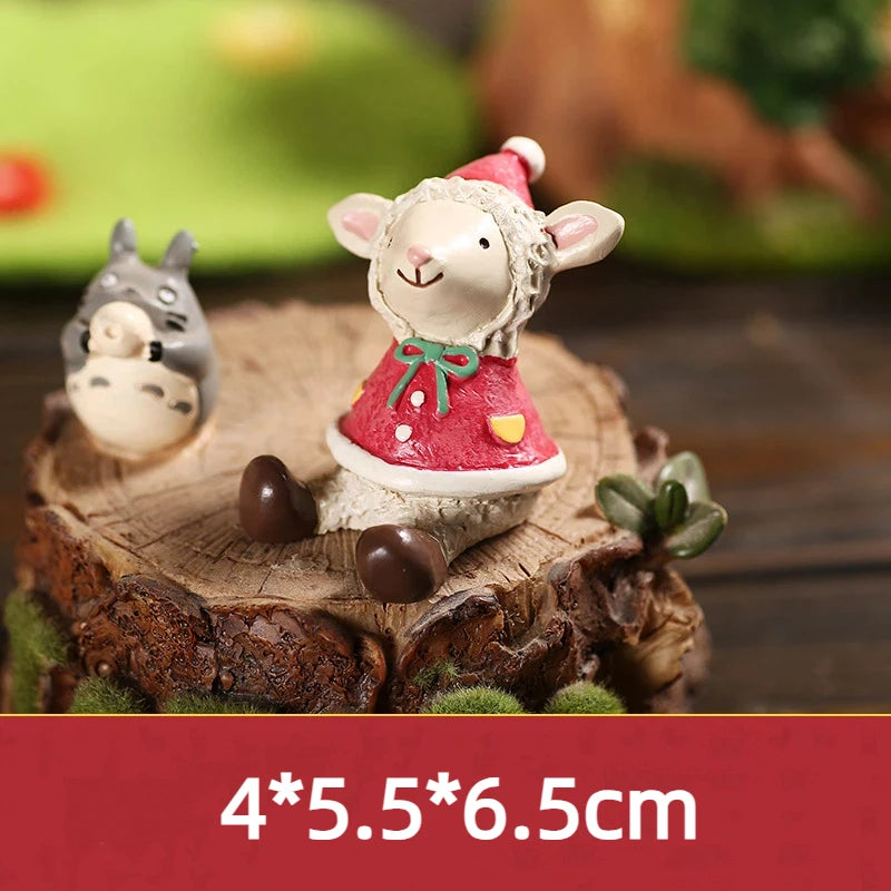 Christmas Cartoon Animal Ornaments Santa Claus Reindeer Resin Crafts