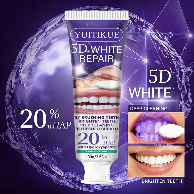 5D White Repair Toothpaste 100g | 20% Hydroxyapatite Whitening Whitening Toothpaste Peaceful Pleasures Health and Wellness