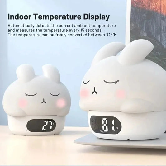 Cute Bunny Digital Alarm Clock RGB Night Light & Timer Digital Alarm Clock Peaceful Pleasures Health and Wellness