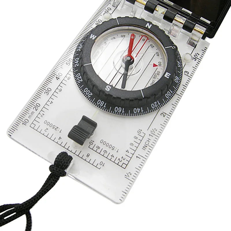 Outdoor Camping with Hanging Rope Scale Mirror, Multifunctional Folding Compass, Magnetic Declination Adjustment Function Peaceful Pleasures Health and Wellness