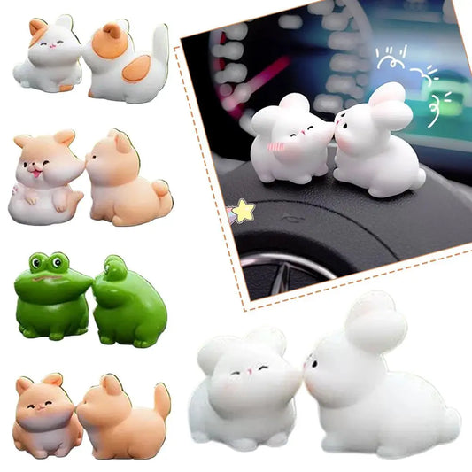 Cute Kissing Small Animal Car Ornaments Adorable Auto Interior Decor for Car Center Console Screen Rearview Mirror Decor Peaceful Pleasures Health and Wellness