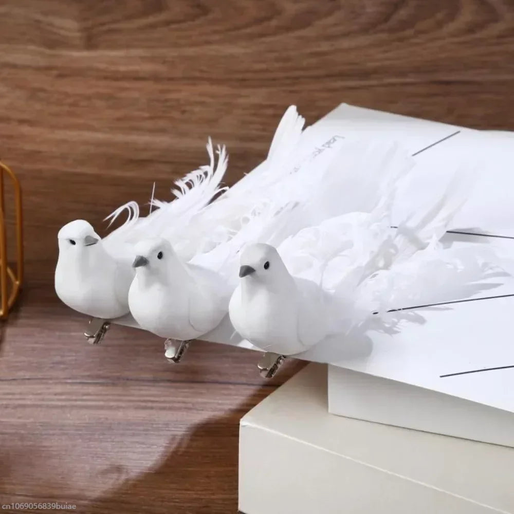Artificial Pigeon Birds Fake Doves Simulation Feather Pigeon Christmas Tree Wedding Party Craft Ornaments Home Living Room Decor Peaceful Pleasures Health and Wellness Default Title
