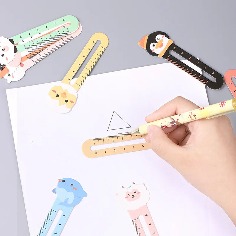 Cartoon Cute Animal Paper Bookmarks Card Suit Mini Ruler Markers Clip