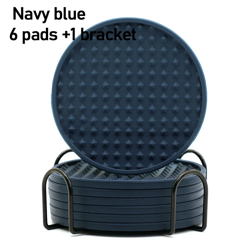 6-Pack Round Silicone Coasters – Heat Resistant Drink Mats Set