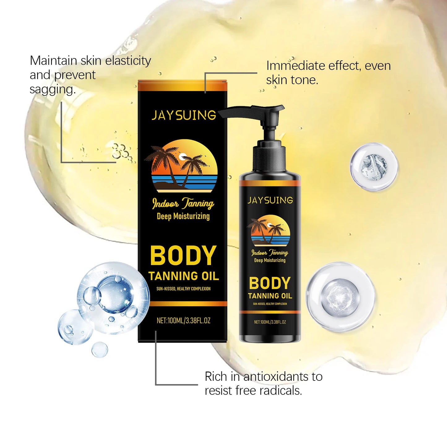 Moisturizing Tanning Oil Firm Smooths Even out Face Body Skin Provide Long-Lasting Natural Bronzing Non-greasy Self Tanner Serum Peaceful Pleasures Health and Wellness