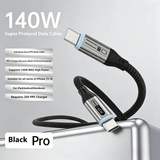 140W PD Type C Fast Charging Cable Nylon Braided 480Mbps Data Sync Cord Upgrade For iPhone Samsung Xiaomi Huawei Laptop Peaceful Pleasures Health and Wellness