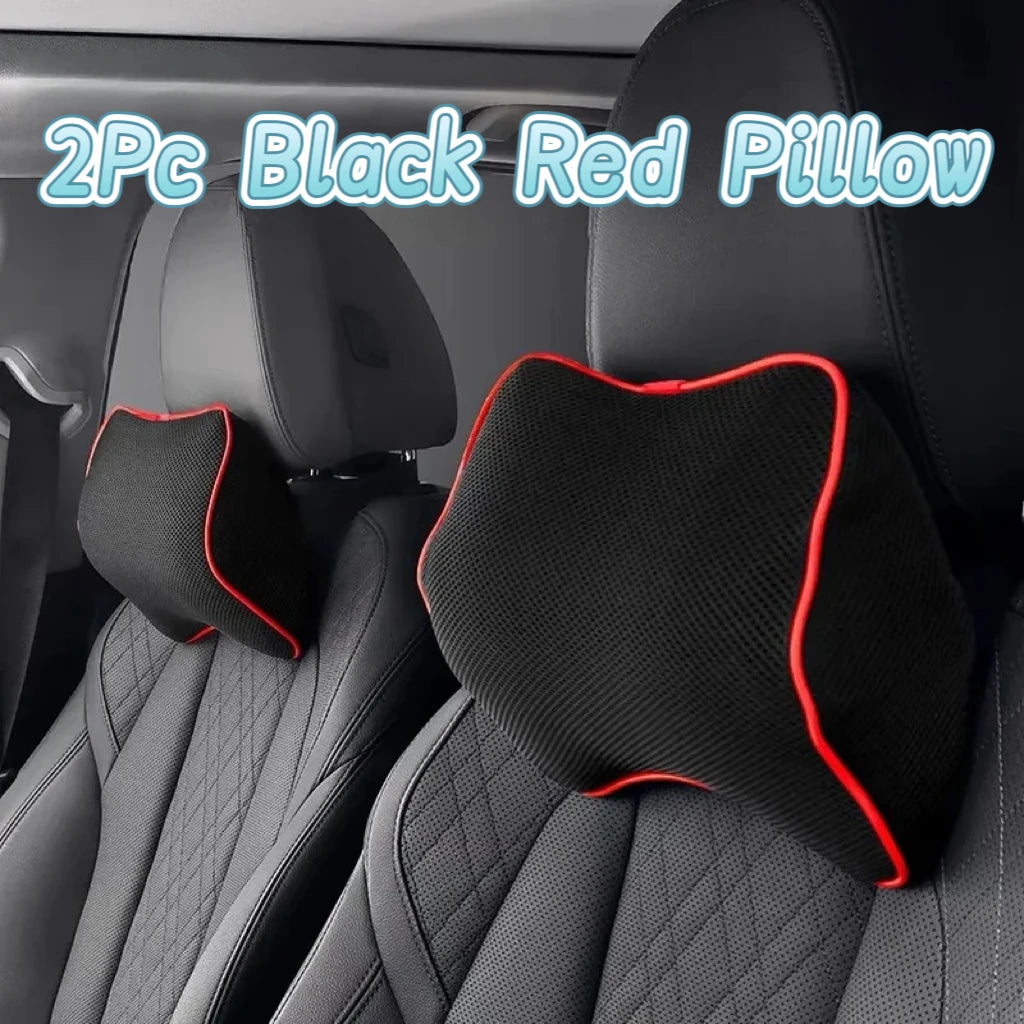 Memory Foam Car Neck Pillow & Lumbar Back Support Set | 3D Cervical & Spine Support – Breathable, Adjustable