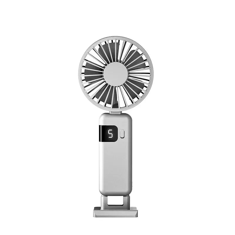 Portable Mini Handheld Fan USB Rechargeable 5 Speed Super Quiet with Hook for Office Outdoor Travel Cooling Peaceful Pleasures Health and Wellness White