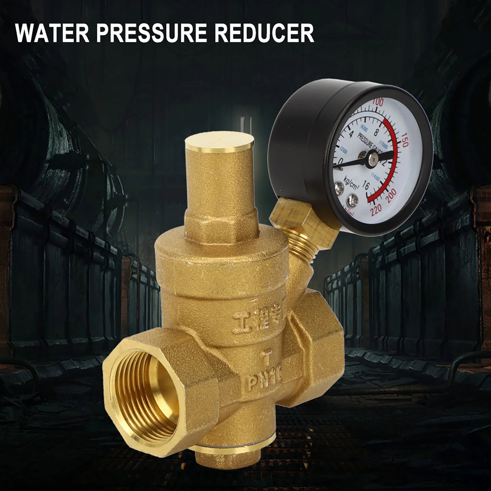 DN20 Brass Adjustable Water Pressure Regulator Reducer with Gauge Meter Brass Pressure Regulator Water Pressure Regulator Peaceful Pleasures Health and Wellness