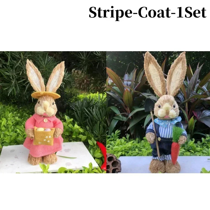Handmade Straw Easter Bunny Ornament | Rustic Spring Decor