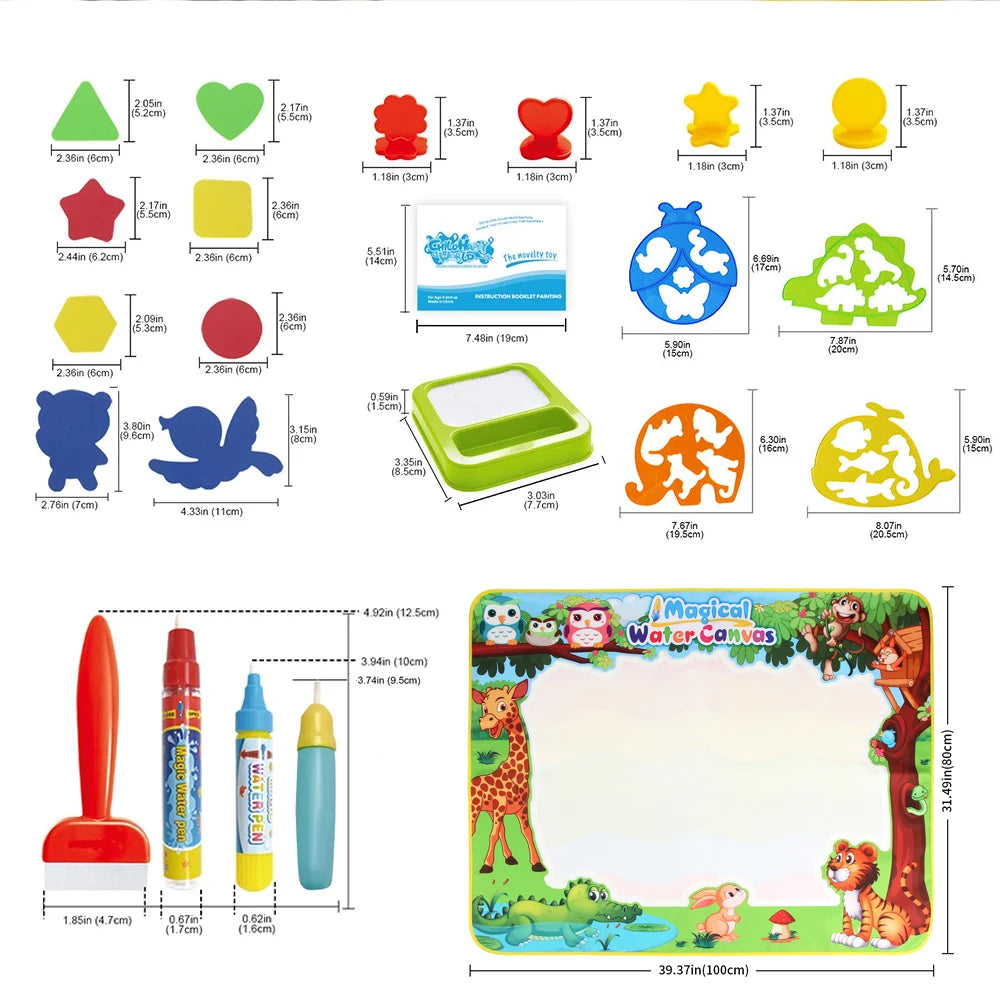 100x80CM Coloring Doodle Magic Water Drawing Mat Reusable Pens