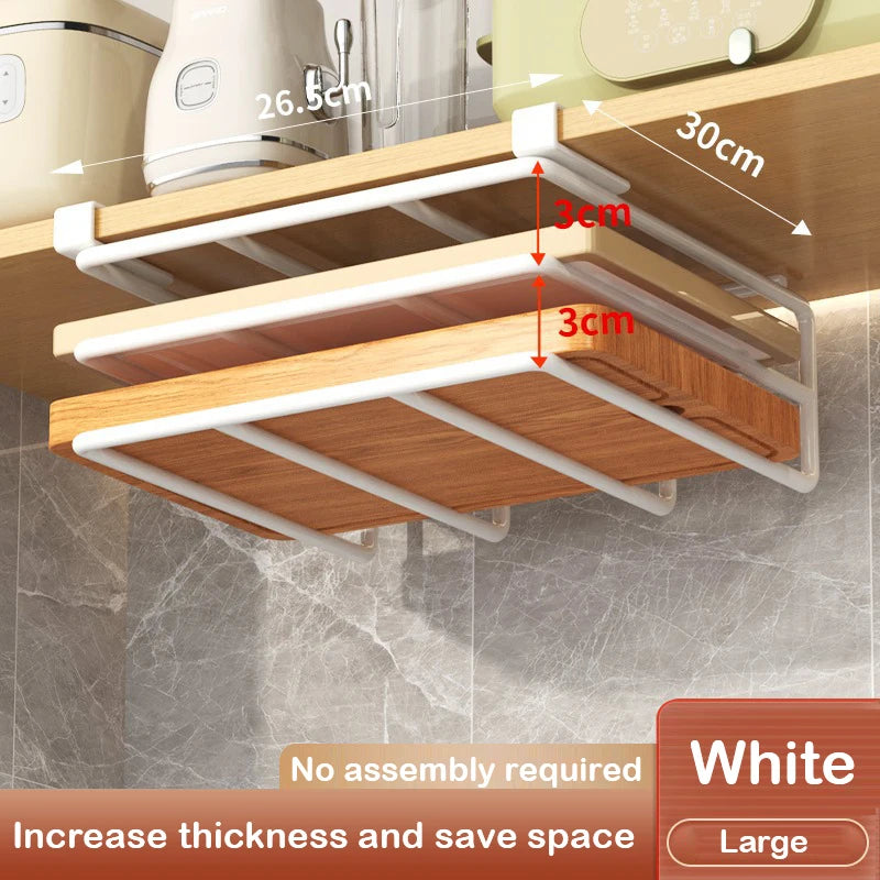 Kitchen Under Cabinet Basket Storage Shelf Cutting Board Rack Kitchen Closet Rack Under Desk Cabinet Office Bathroom Organizers Peaceful Pleasures Health and Wellness 25
