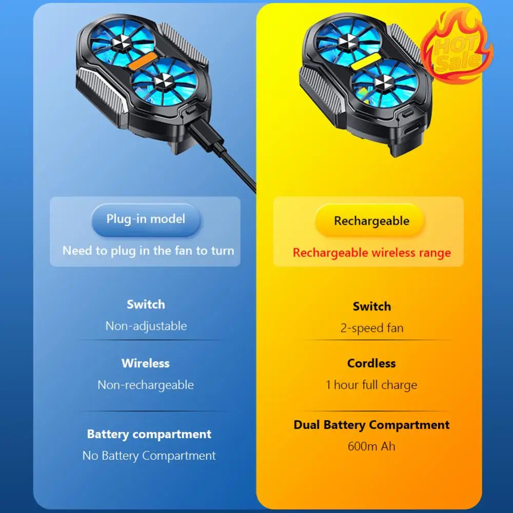 Dual Fan Phone Cooler Portable Gaming Heat Sink Type-C