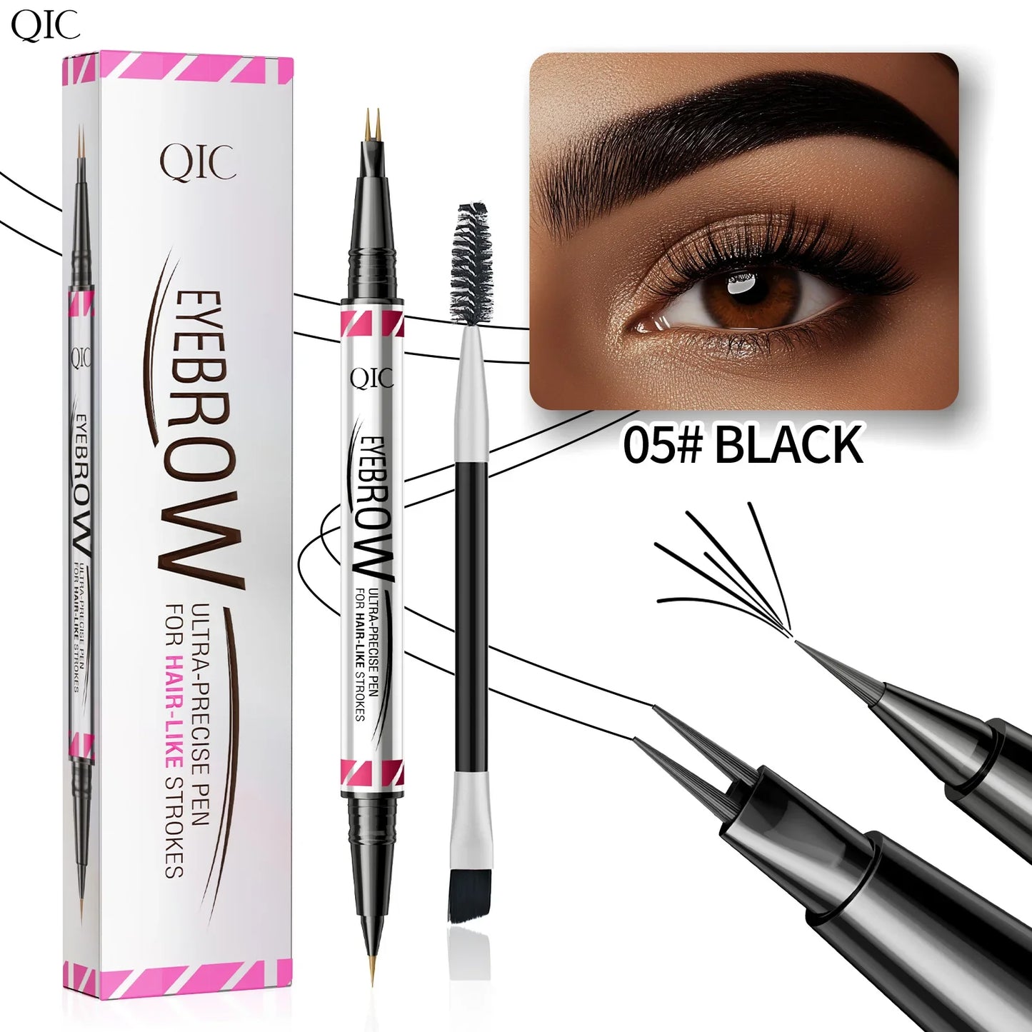 QIC Waterproof Micro Blade Eyebrow Pencil & Liquid Brow Marker