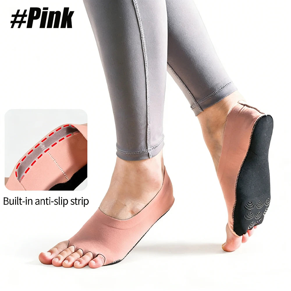Women's Toeless Non-Slip Yoga Socks | Pilates, Ballet & Dance Non-Slip Yoga Socks Peaceful Pleasures Health and Wellness Pink-1Pair S