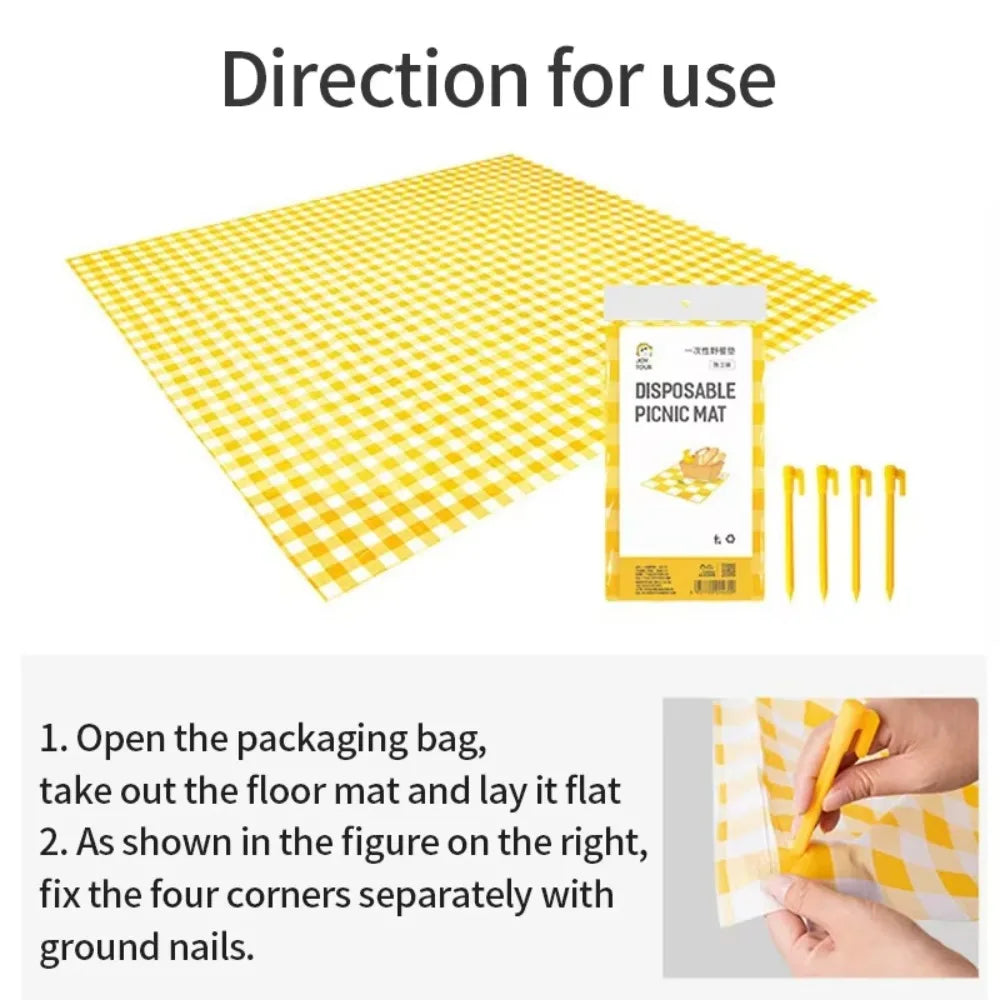 Camping Mat Outdoor Foldable Picnic Mat Waterproof Moisture-proof Classic Plaid Hike Mat with Nails Disposable Camping Table Mat Peaceful Pleasures Health and Wellness