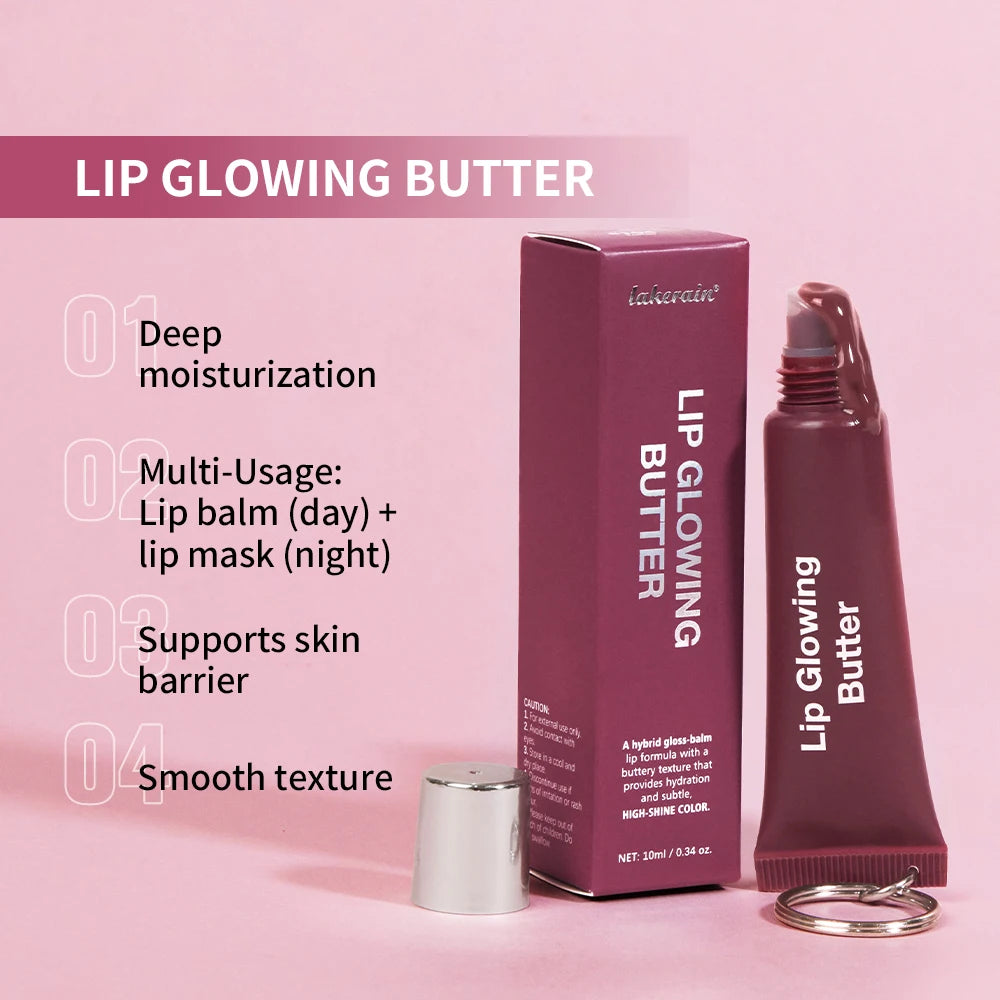 Lips Glosses Keychain 2in1 Design Long Lasting Moisturizing Pink Nourish Lipstick Glowing Butter Makeup Care Shine Cosmetics Peaceful Pleasures Health and Wellness