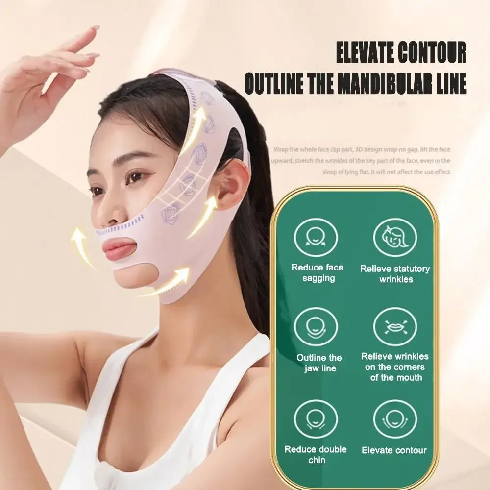 V Line Lifting Mask Face Slimming Bandage Chin Cheek Shaper Anti Wrinkle Sleeping Strap Face Lifting Anti Wrinkle Strap Band Peaceful Pleasures Health and Wellness