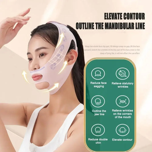 V Line Lifting Mask Face Slimming Bandage Chin Cheek Shaper Anti Wrinkle Sleeping Strap Face Lifting Anti Wrinkle Strap Band Peaceful Pleasures Health and Wellness