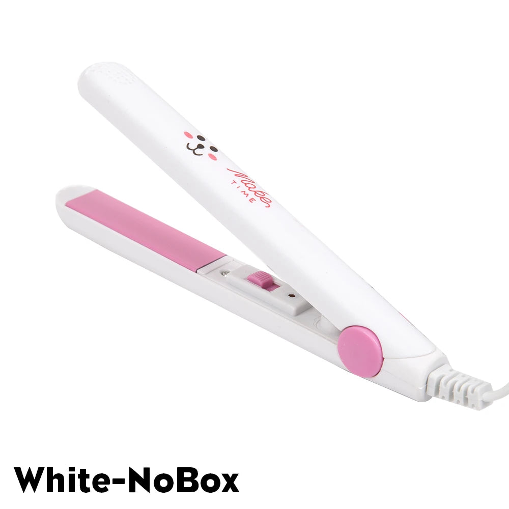 Mini Hair Iron Straightener & Curler Fast Heating Straightener Flat Iron Ceramic Straight Hair Iron Stlying Tools For Women Girl Peaceful Pleasures Health and Wellness White-NoBox EU