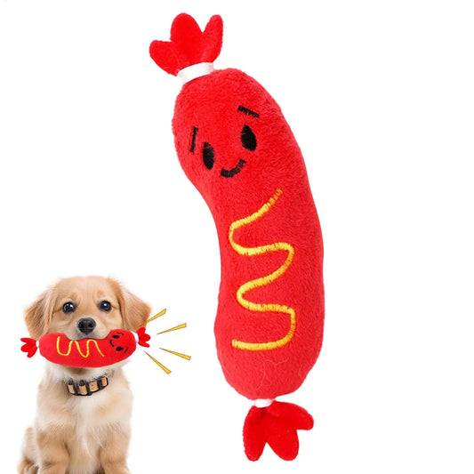 Hot Dog Squeaky Plush Dog Toy – Interactive Chew & Fetch Toy Squeaky Dog Toy Peaceful Pleasures Health and Wellness