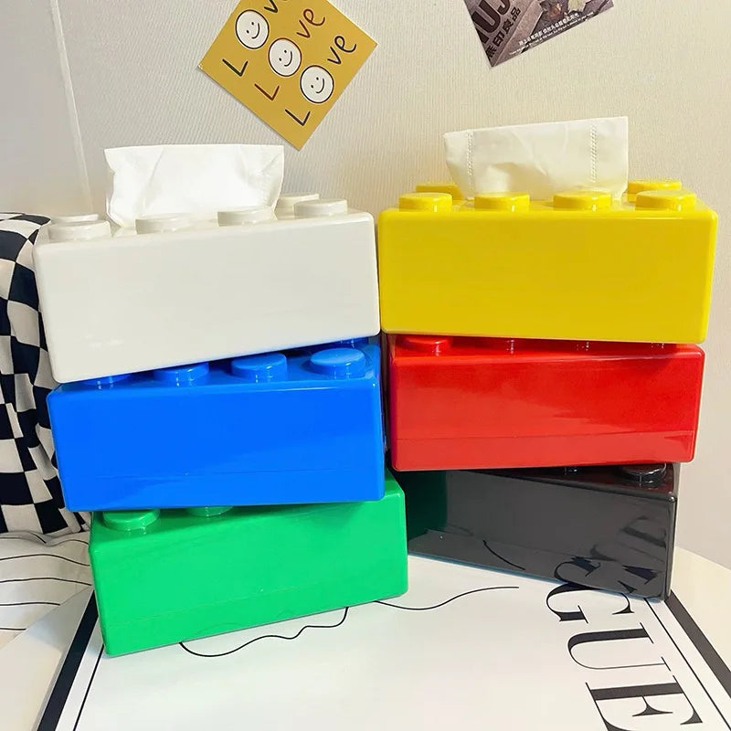 Cartoon Building Block Tissue Box | Fun Plastic Napkin Holder