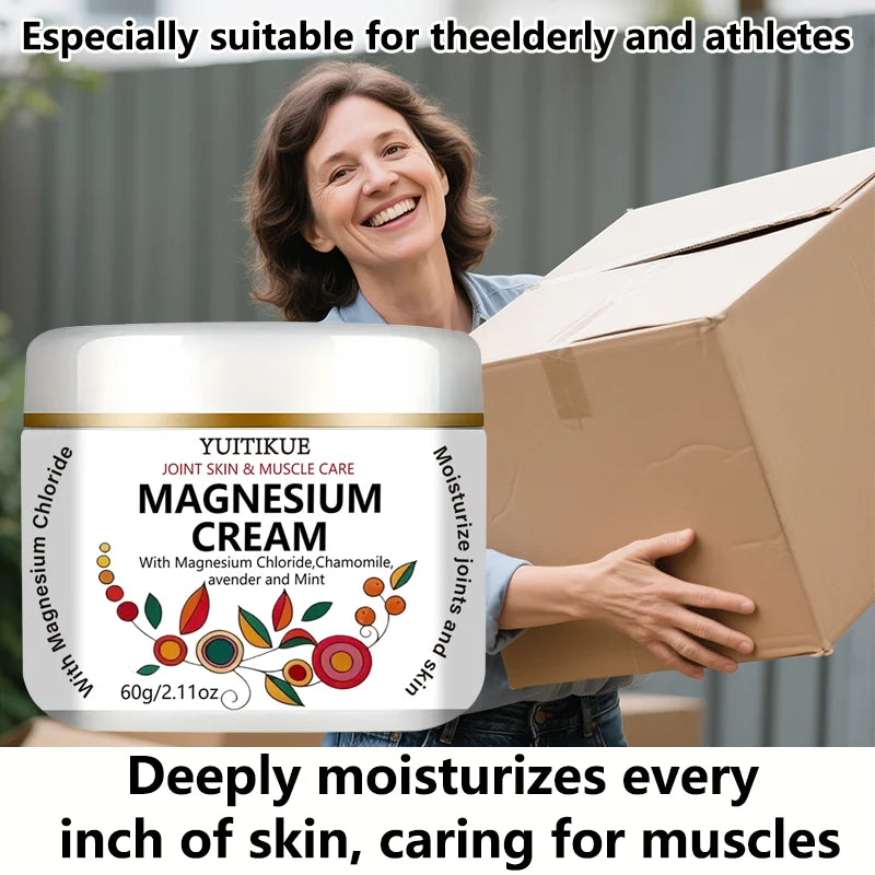 Yuitikue Magnesium Cream, 60g Joint Skin & Muscle Care Cream with Magnesium Chloride, Chamomile, Lavender & Mint Peaceful Pleasures Health and Wellness