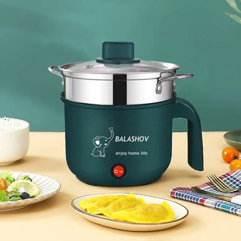 Mini Electric Hot Pot & Steamer 1.8L Non-Stick Cooker for 1-2