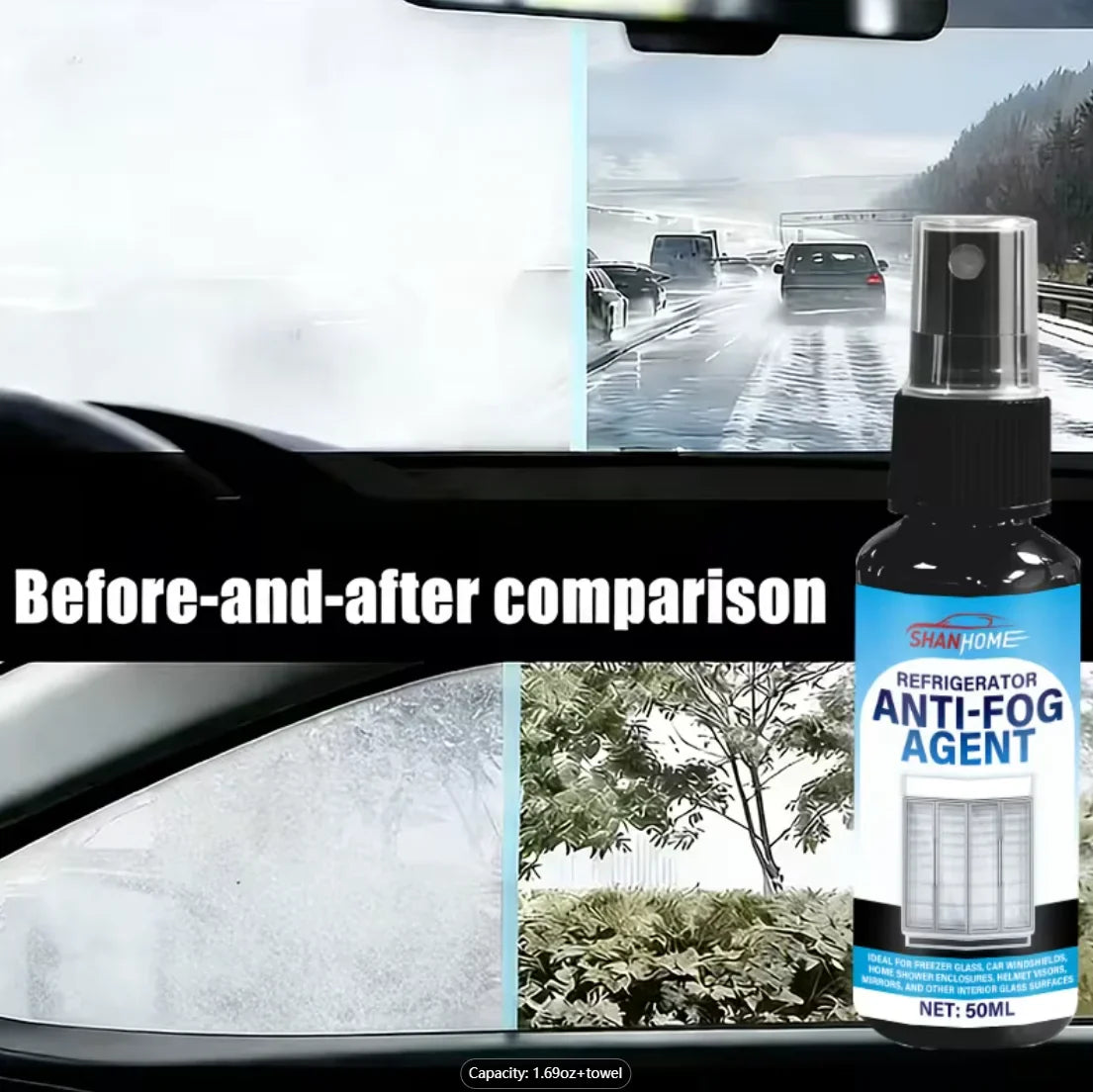 Nano Anti-Fog Spray 50ml – Clear Freezer Glass & Mirror Coat