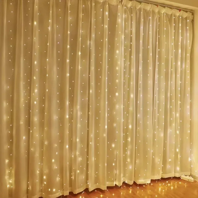 LED Curtain Fairy String Lights with Remote – Warm White