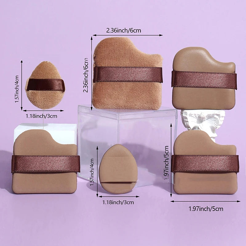 6Pcs/Set Pink Powder Puff Mini Thumb Powder Puff Concealer Blusher Dry And Wet Makeup Soft Skin-friendly Flocking Air Cushion Peaceful Pleasures Health and Wellness