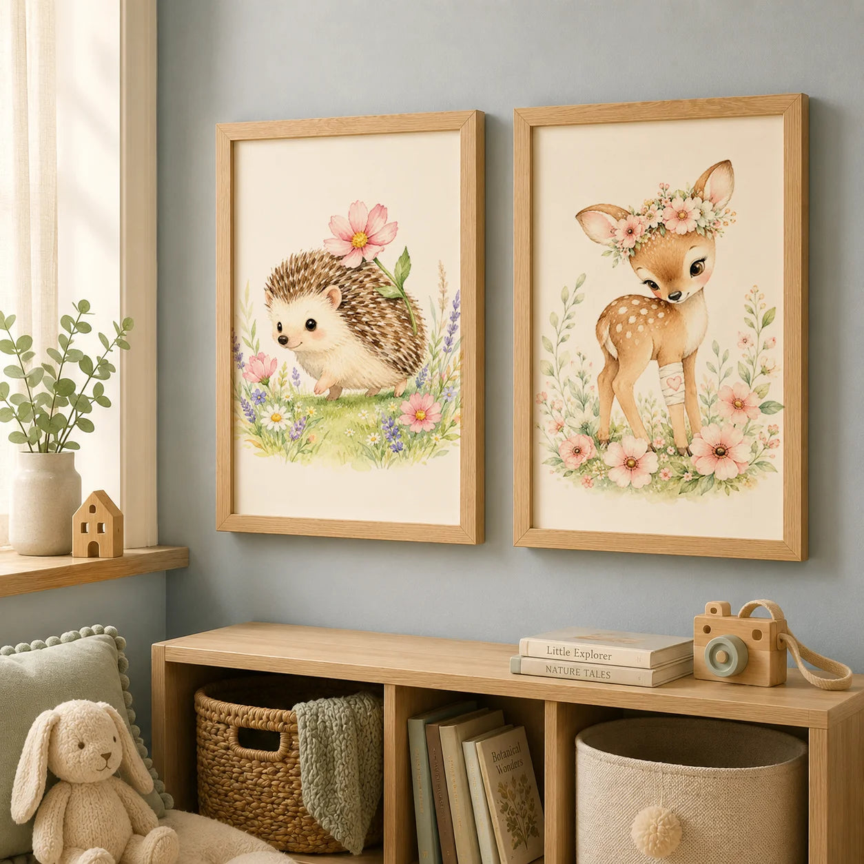 Nursery Animal Wall Art Canvas Painting Watercolor Cartoon Poster Baby Bedroom Home Decor Peaceful Pleasures Health and Wellness