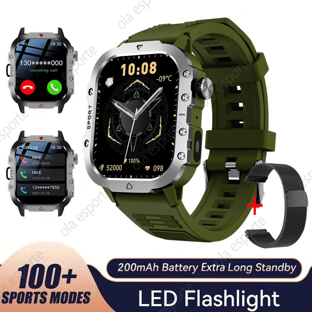 2026 New Military Men's Smart Watch Outdoor Sports Health Monitor with LED Flashlight Bluetooth Call Women's Smartwatch HW12 Peaceful Pleasures Health and Wellness Gr22BkMilan