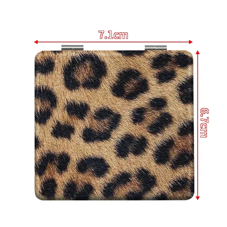 Portable Leopard Print Makeup Mirror Square Folded Double Sided Mirror for Women Girls Dormitory Home Travel Gift Mini Mirror Peaceful Pleasures Health and Wellness SGTH00613