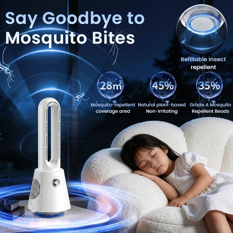 2026 Ultra Quiet Bladeless Electric Tower Fan Air Purification Circulation 3000mAh for Dormitory Desk Floor Peaceful Pleasures Health and Wellness