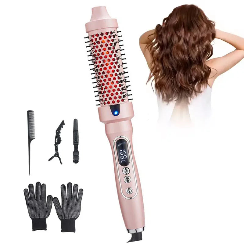 Electric Curling Hair Comb Straightening Brush with 3 Temperature Settings Metal Brush for Women Fast Heating Portable Hotel Use Peaceful Pleasures Health and Wellness