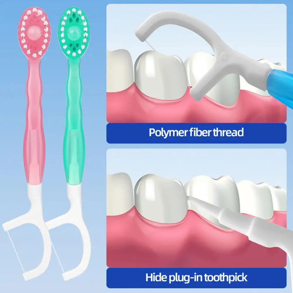 5 in 1 Bursting Bead Toothbrush Disposable Toothbrush with Toothpaste Tongue Scraper Flosses Kit refreshing Mint Bead Travel Peaceful Pleasures Health and Wellness