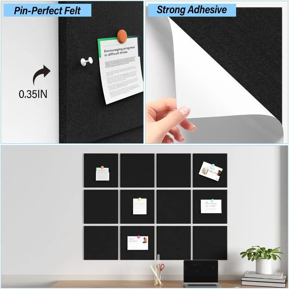Self-Adhesive Felt Acoustic Wall Panel 30x30cm | Bulletin Board