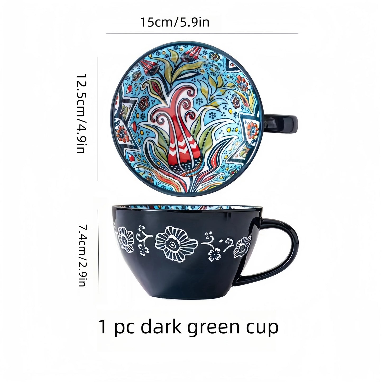 Bohemian Ceramic Coffee Mug 13.5 oz | Fun Gift Mug