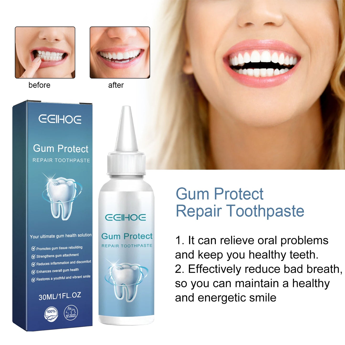 Gum Protect Repair Toothpaste Effectively Reduce Bad Breath Alleviate Oral Problems Prevent Gum Recession Dental Care Toothpaste Peaceful Pleasures Health and Wellness