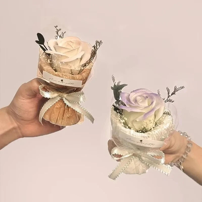Gift for First Meeting Mini Pocket Meeting Small Bouquet Rose Sunflower Eternal Flower Simulation Flower Gift Box Birthday Gift Peaceful Pleasures Health and Wellness